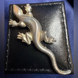 Brooch 925 Sterling Silver Lizard Salamander Animal Pin